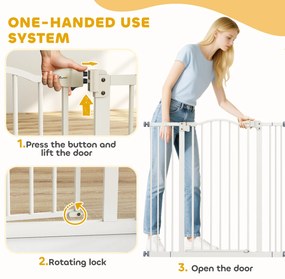 PawHut Poartă Extensibilă pentru Câini fără Șuruburi, Poartă de Siguranță Reglabilă, 94-100x94 cm, Alb | Aosom Romania