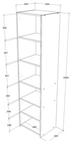 Dulap haaus Malmo, 2 Usi, cu spatiu, Stejar Alb/Antracit, 50 x 42 x 200 cm