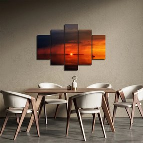 Tabloul apusului de soare cu barca (150x105 cm)