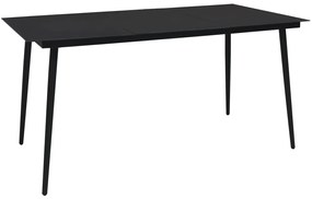 vidaXL Masă de grădină, negru, 150 x 80 x 74 cm, oțel și sticlă