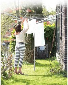 Uscator de rufe pentru exterior Brabantia TopSpinner 90300263, 50 m, Suport metalic, Husa, Rezistent la coroziune, Inox
