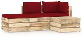 Set mobilier gradina cu perne, 4 piese, lemn verde tratat Vinsko rde  a in rjava, 4