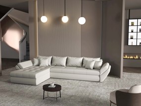 Colțar extensibil dumonde cu ladă de depozitare si sezut confortabil din spuma high-density, Loana XL Enjoy Beige 335x185 cm
