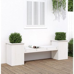 vidaXL Jardinieră bancă, alb, 184,5x39,5x56,5 cm, lemn masiv de pin