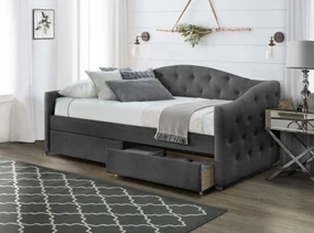 Pat de o persoană 90 cm Amrora 90 (gri) (cu somieră și sp. depozitare). Promo -6%. 1008002