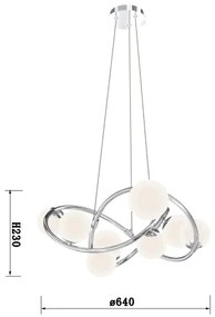 Lustră LED pe cablu NANCY Wofi 7014-807 8xG9/3,5W/230V crom lucios