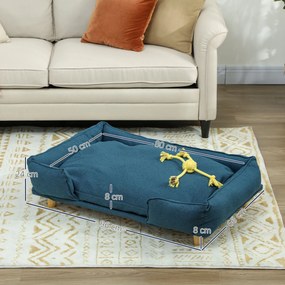 PawHut Canapea pentru Câini până la 30 kg cu Pernă Detașabilă, 96x66x24 cm, Albastru | Aosom Romania