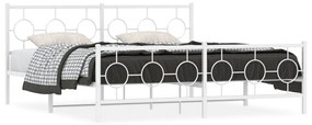 376297 vidaXL Cadru de pat metalic cu tăblie de cap/picioare, alb, 180x200 cm