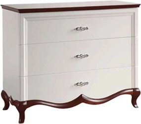 Comodă lemn masiv nuc Milan II Alb-, 114 × 46,5 × 90,2 cm