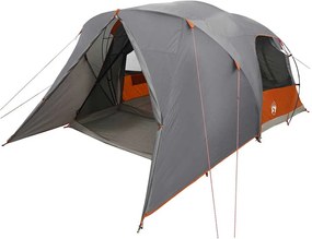 vidaXL Cort cu dome pentru 4 persoane cu acoperiș Gri și Portocalie