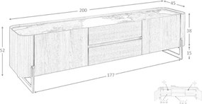 Comoda TV deosebita design LUX Walnut-Marble