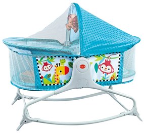 Patut muzical pentru bebe, cu vibratie, albastru