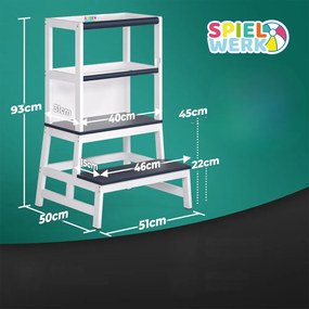 Spielwerk Turn de învățare PLAY din pin, 93x56x49, albă/antracit