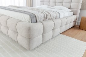 Pat tapițat Magnelio 160x200 cu ladă de depozitare - bej țesătură ușor de curățat Leo 03