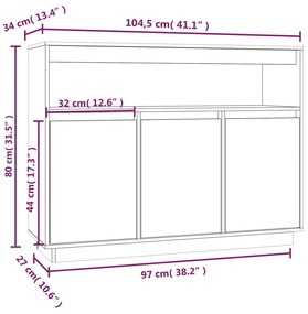 Servanta, 104,5x34x80 cm, lemn masiv de pin 1, Maro