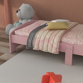 ZONEKIZ Pat pentru Copii 3-6 Ani cu Margini Înălțate și Model cu Animale, 77x143x60 cm, Roz | Aosom Romania
