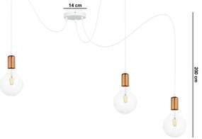 Lustră pe cablu MIROS 3xE27/60W/230V albă/cupru