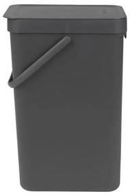 Cos de gunoi colectare selectiva Brabantia Sort&Go 648978, 16 L, Maner, Montabil pe perete, Gri inchis