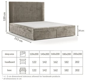 Pat matrimonial gri tapițat cu spațiu de depozitare 160x200 cm Mavel – Maison de Rêve