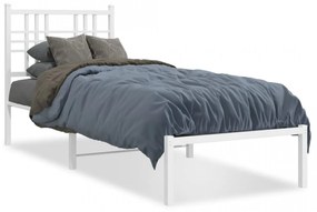 Cadru de pat metalic cu tăblie, alb, 80x200 cm