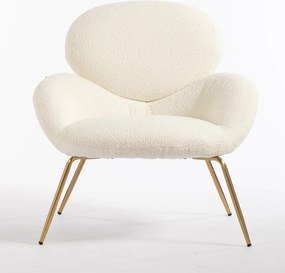HR2045 Scaun Crem Boucle cu Bază Aurie