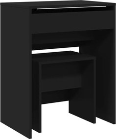 vidaXL Masă de toaletă și taburet, negru, 60x40x113,5 cm