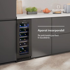 Klarstein Frigider pentru vin Vinovilla 18 Uno, 1 zonă de răcire, 18 sticle, rafturi din lemn, 5-18 °C