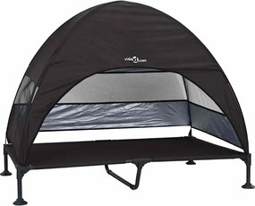 vidaXL Pat pentru câini ridicat Manual Negru 127 x 81 x 108 cm
