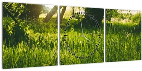 Tablou cu natura - lunca (cu ceas) (90x30 cm)