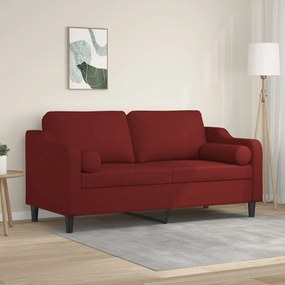 3153029 vidaXL Canapea cu 2 locuri cu perne&pernuțe roșu vin 140 cm textil