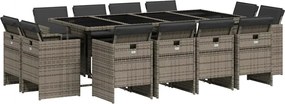 vidaXL Set mobilier de grădină cu perne, 13 piese, gri, poliratan
