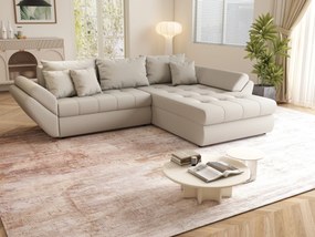 Colțar extensibil dumonde cu ladă de depozitare si sezut confortabil din spuma high-density, Loana Enjoy Bej II 270x185 cm