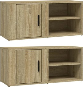 vidaXL Comode TV, 2 buc., stejar sonoma, 80x31,5x36 cm, lemn prelucrat
