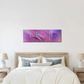 Tablou - Picătură pe floare (cu ceas) (90x30 cm)