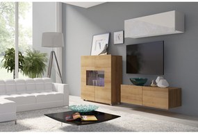 Mobilier living Calabria C9 (Alb + Stejar auriu) (fără iluminat). 1051623