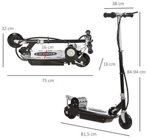 HOMCOM Trotinetă Electrică pentru Copii, cu Frână, Autonomie Mare, 81.5x37x90cm | Aosom Romania