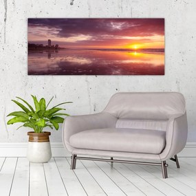 Tablou -  Plajă la apus de soare (120x50 cm)
