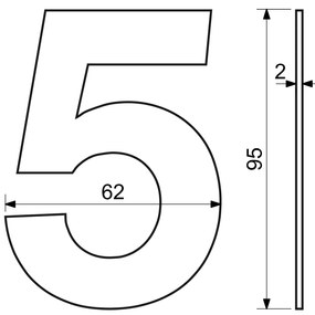 Număr casă 5", RN.95L, oțel inoxidabil"