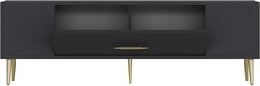 Comoda TV, Hanah Home, Dekos, 150x48.2x29.6 cm, Antracit / Aur