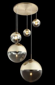 Lustra moderna cu 5 pendule VARUS alama/auriu 15855-5 GL