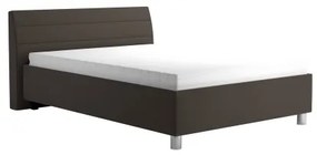 Pat tapițat DALMA 140x200 cm, cu spațiu de depozitare și saltea, gri/maro