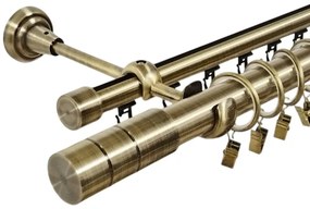 Galerie dubla cylindru , teava neteda si profil,grosime 25 si 19mm, aur antic (Alege marime: 400 cm)