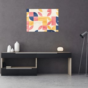 Tablou pe sticlă - Abstracție cu modele retro (70x50 cm)