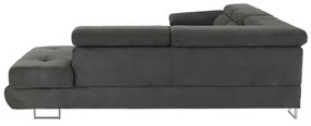 Colţar, piele ecologică gri-maro, model dreapta, BUTON P