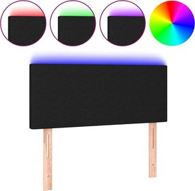 vidaXL Tăblie de pat cu LED, negru, 90x5x78/88 cm, textil