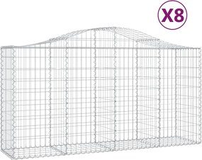 vidaXL Coșuri gabion arcuite 8 buc, 200x50x100/120 cm fier galvanizat