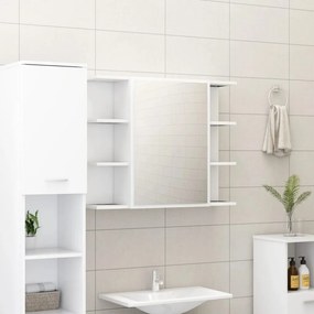 vidaXL Dulap de baie cu oglindă, alb, 80x20,5x64 cm, lemn prelucrat