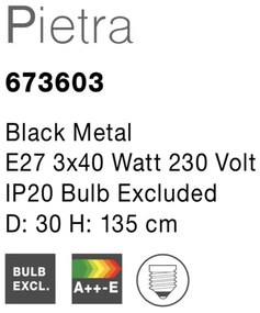 Lustra design modern Ã˜30cm Pietra 3 neagra NVL-673603