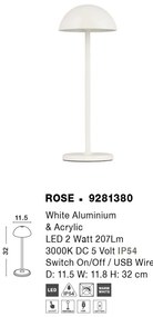 Lampa LED portabila iluminat exterior decorativ ROSE alba