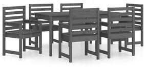 3154715 vidaXL Set cu masă de grădină, 7 piese, gri, lemn masiv de pin